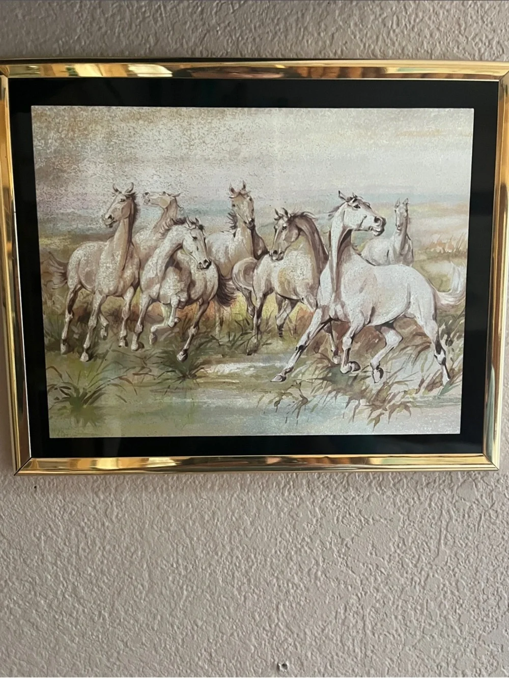 Impressions Galloping Horses Wall Art - Gold, White, Brown 8x10